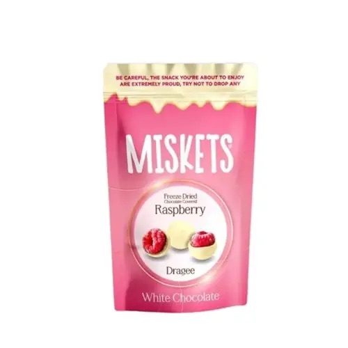 Miskets White Chocolate Coated Freeze Dried Raspberry 80 g