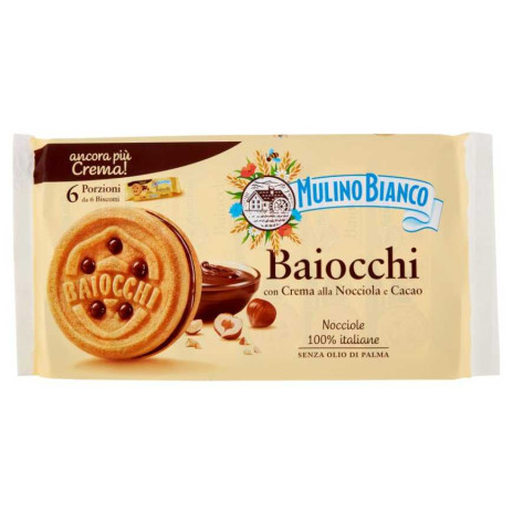 [SS001006] Mulino Bianco Mini Baiocchi Snack Nocciola 6X330 g Pack