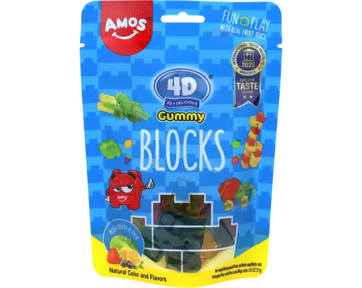 [SS001983] Amos 4D Gummy Blocks Mixed Fruits 72 g