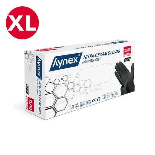 [H12004] Hynex Gants Jetables Nitril 100 pièces Sans Poudre Noir XL